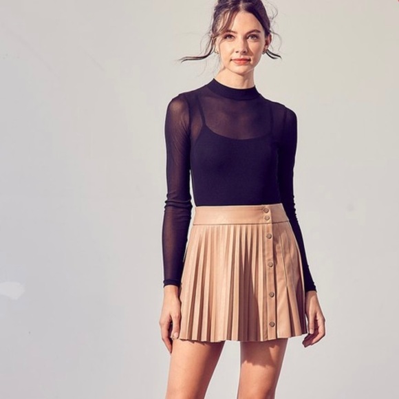 Dresses & Skirts - #08 Pleated Faux Leather Mini Skirt